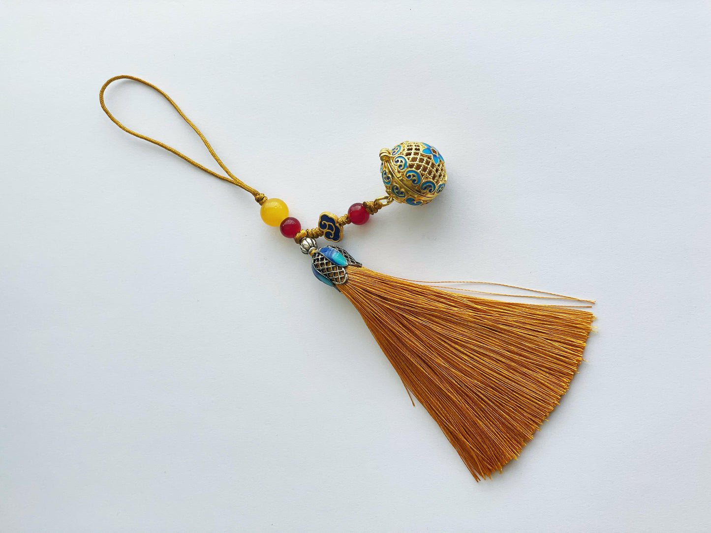 AUSPICIOUS Fragranced Carved Hollow Metal Ball Tassels Charms.
