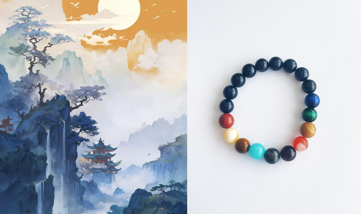 BALANCE CONFIDENCE Natural Stone Universe 8 Planet Beads Bracelet.