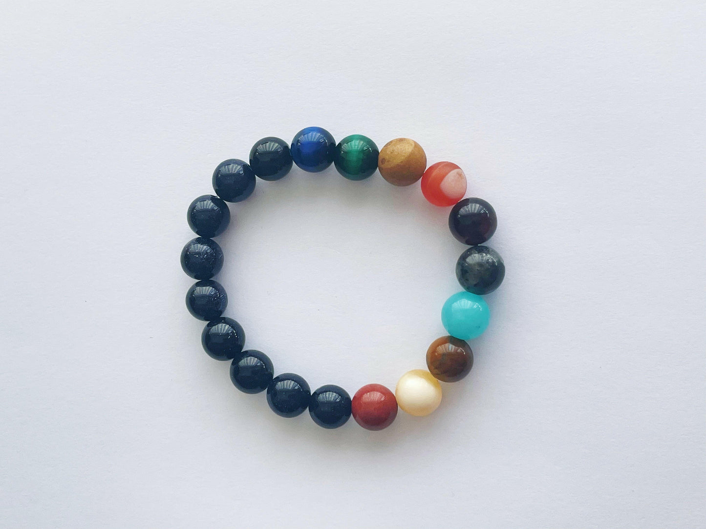 BALANCE CONFIDENCE Natural Stone Universe 8 Planet Beads Bracelet.