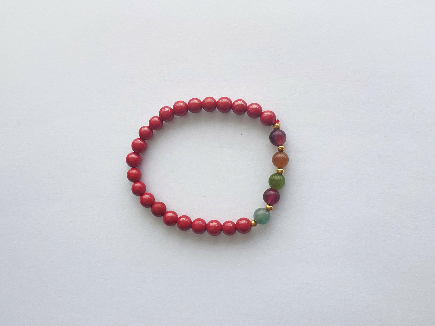 LUCKY LOVE ROMANCE MULTICOLOR Tourmaline natural red Cinnabar beads bracelet.