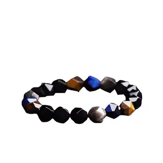 ZEN POWERFUL PROTECT Natural Black Blue Brown Obsidian Beads Bracelet.