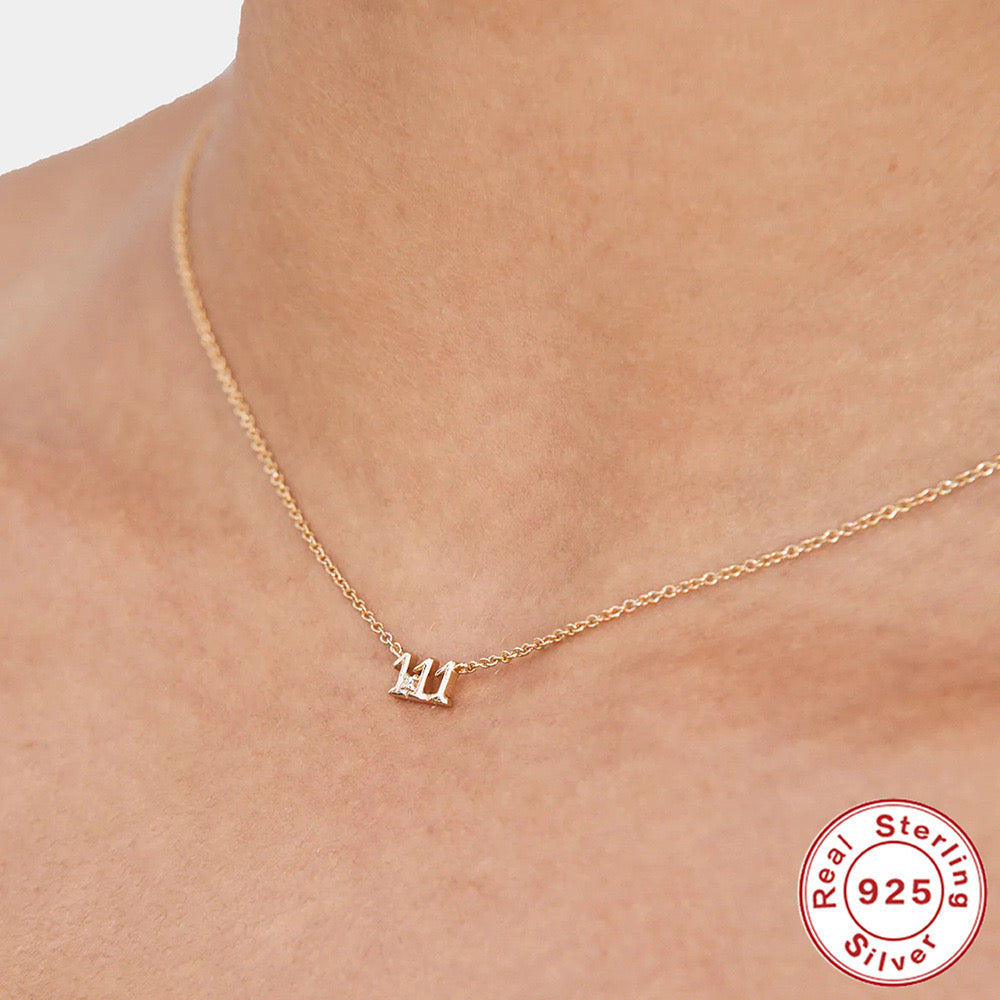 Angel Number Necklace: A Divine Statement in 925 Sterling Silver and Gold Plating