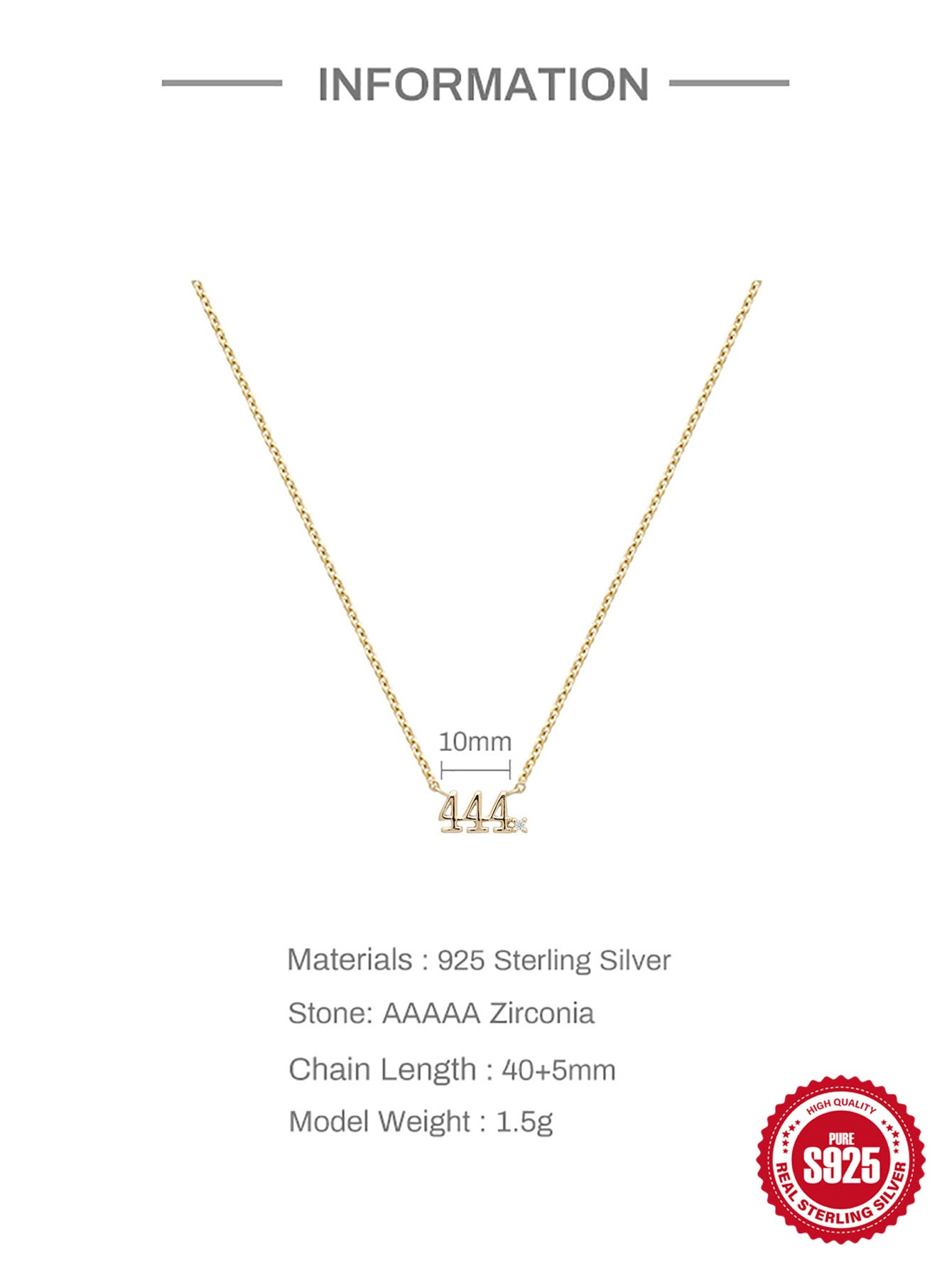 Angel Number Necklace: A Divine Statement in 925 Sterling Silver and Gold Plating
