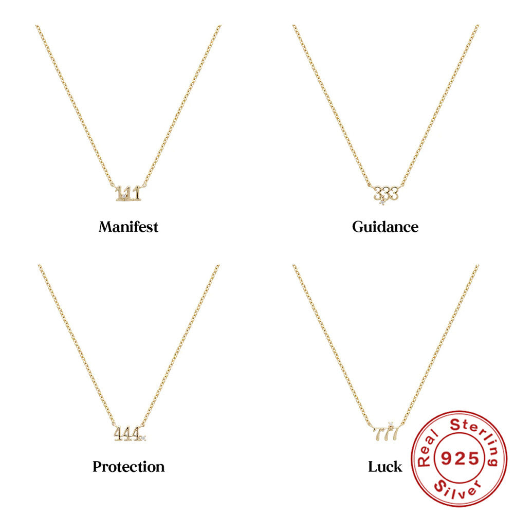 Angel Number Necklace: A Divine Statement in 925 Sterling Silver and Gold Plating