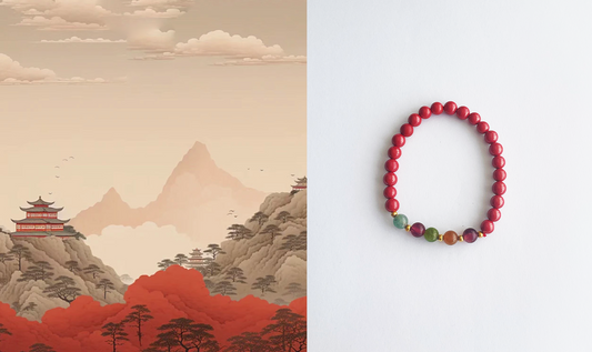 LUCKY LOVE  ROMANCE MULTICOLOR Tourmaline natural red Cinnabar beads bracelet.