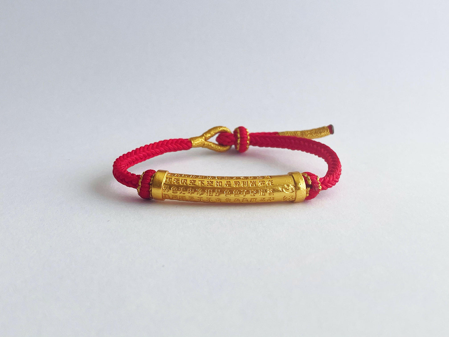 LUCKY PROTECTION Adjustable Red Lucky Woven String Gold Plated Om Mani Padme Hum Bracelet.