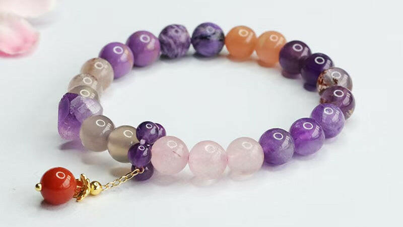 Nine Purple Fire Amethyst Multi-Gem Fortune Bracelet – Purple Radiance for Prosperity