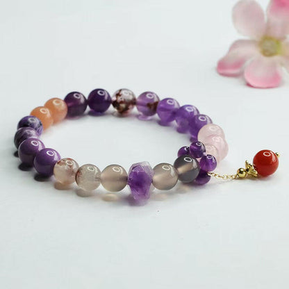 Nine Purple Fire Amethyst Multi-Gem Fortune Bracelet – Purple Radiance for Prosperity