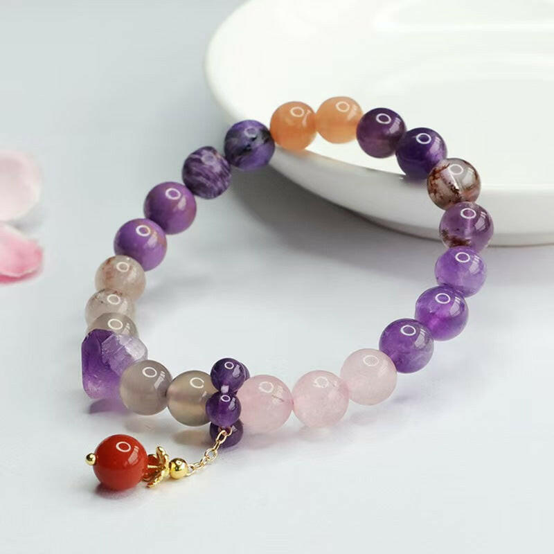 Nine Purple Fire Amethyst Multi-Gem Fortune Bracelet – Purple Radiance for Prosperity