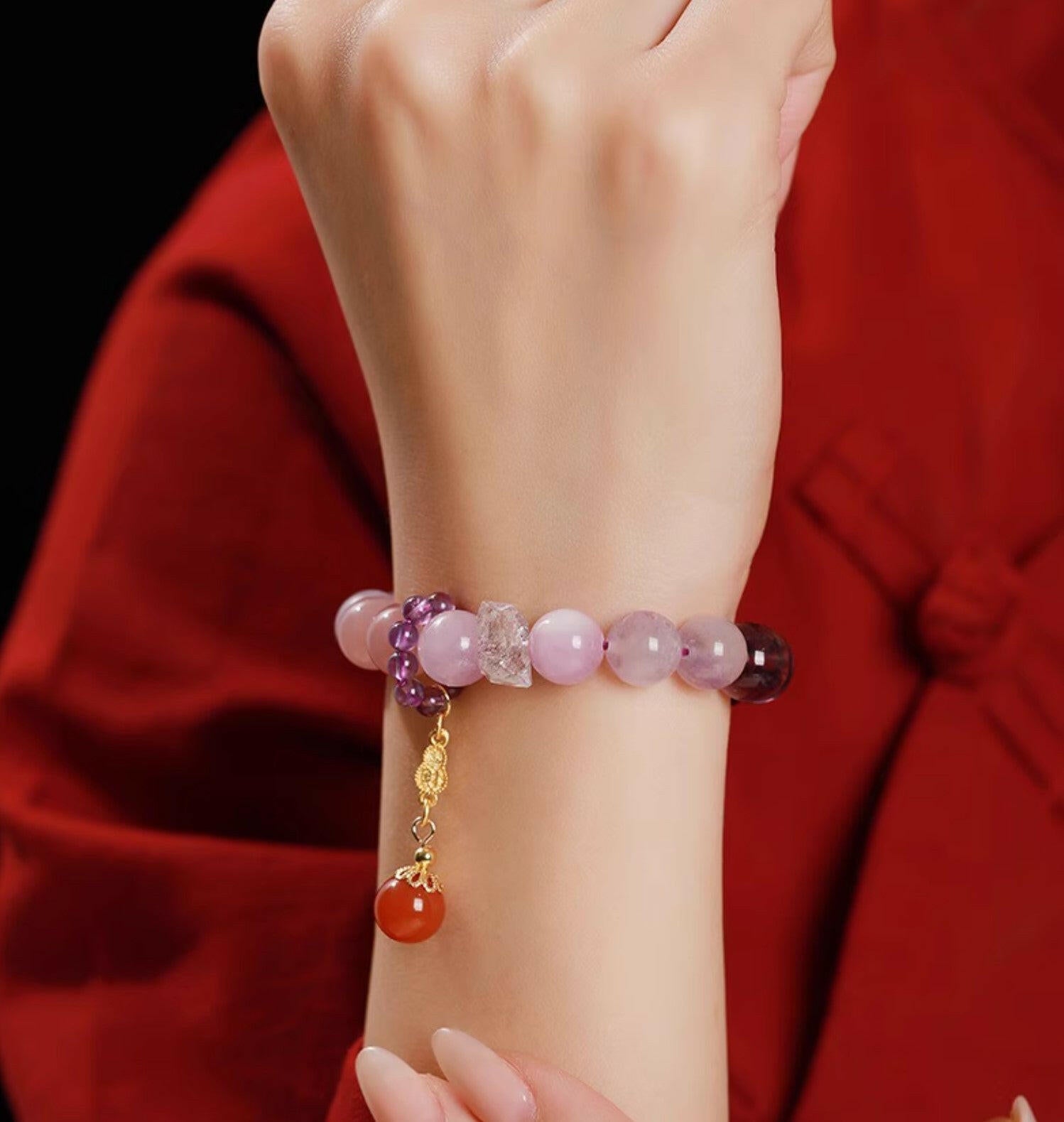 Nine Purple Fire Amethyst Multi-Gem Fortune Bracelet – Purple Radiance for Prosperity
