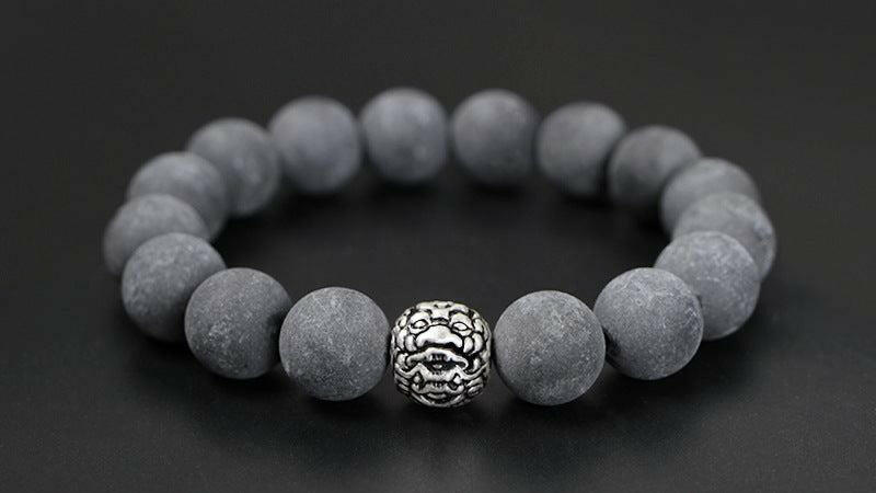 ZEN POWER PROTECTION Natural Black Amber Beads Silver Lion Charm Playful Bracelet.