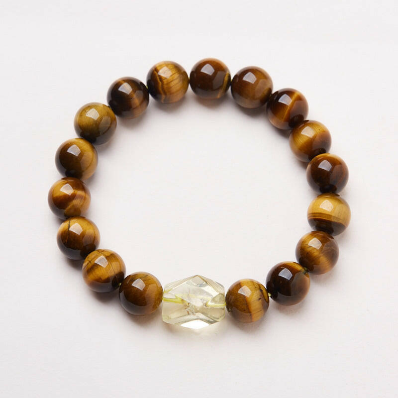 Tiger’s Eye Bracelet - Natural Yellow Rutilated Quartz – Attract Wealth, Fortune and Prosperity