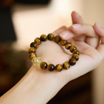 Tiger’s Eye Bracelet - Natural Yellow Rutilated Quartz – Attract Wealth, Fortune and Prosperity
