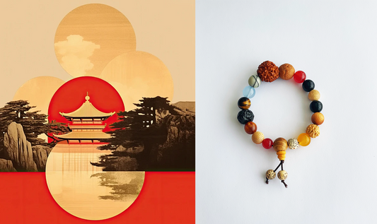 WISDOM HARMONY Multicolor Natural Stone Bodhi Seeds Agate 18 Beads Bracelet.